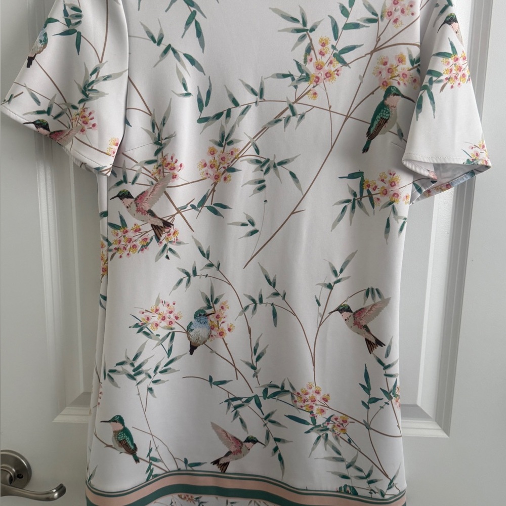 Floral Hummingbird Print Dress